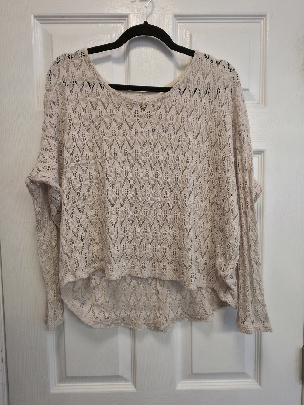 Light Cream Open-Knit Women's Sweater Top